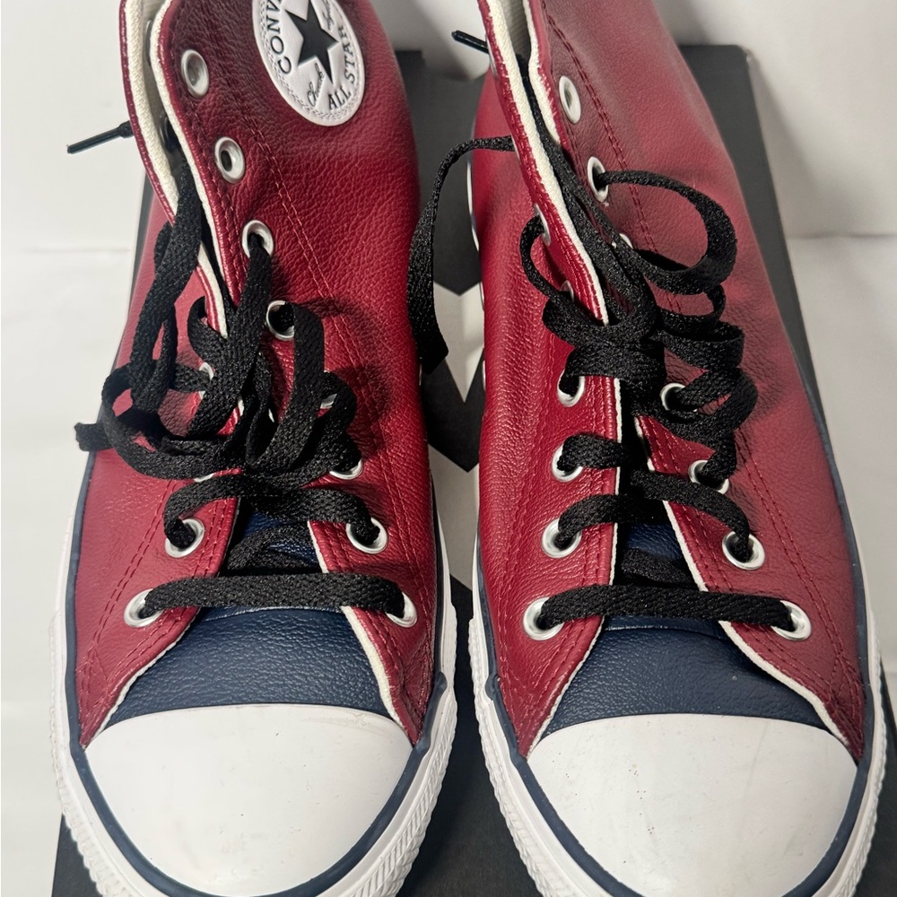 Leather Converse, burgundy and black size10USA - Picture 2 of 7